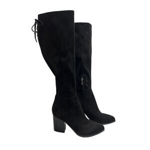 Marc Fisher LTD Labrina Pointed Toe Tall Boots 8M Over The Knee Black Faux Suede